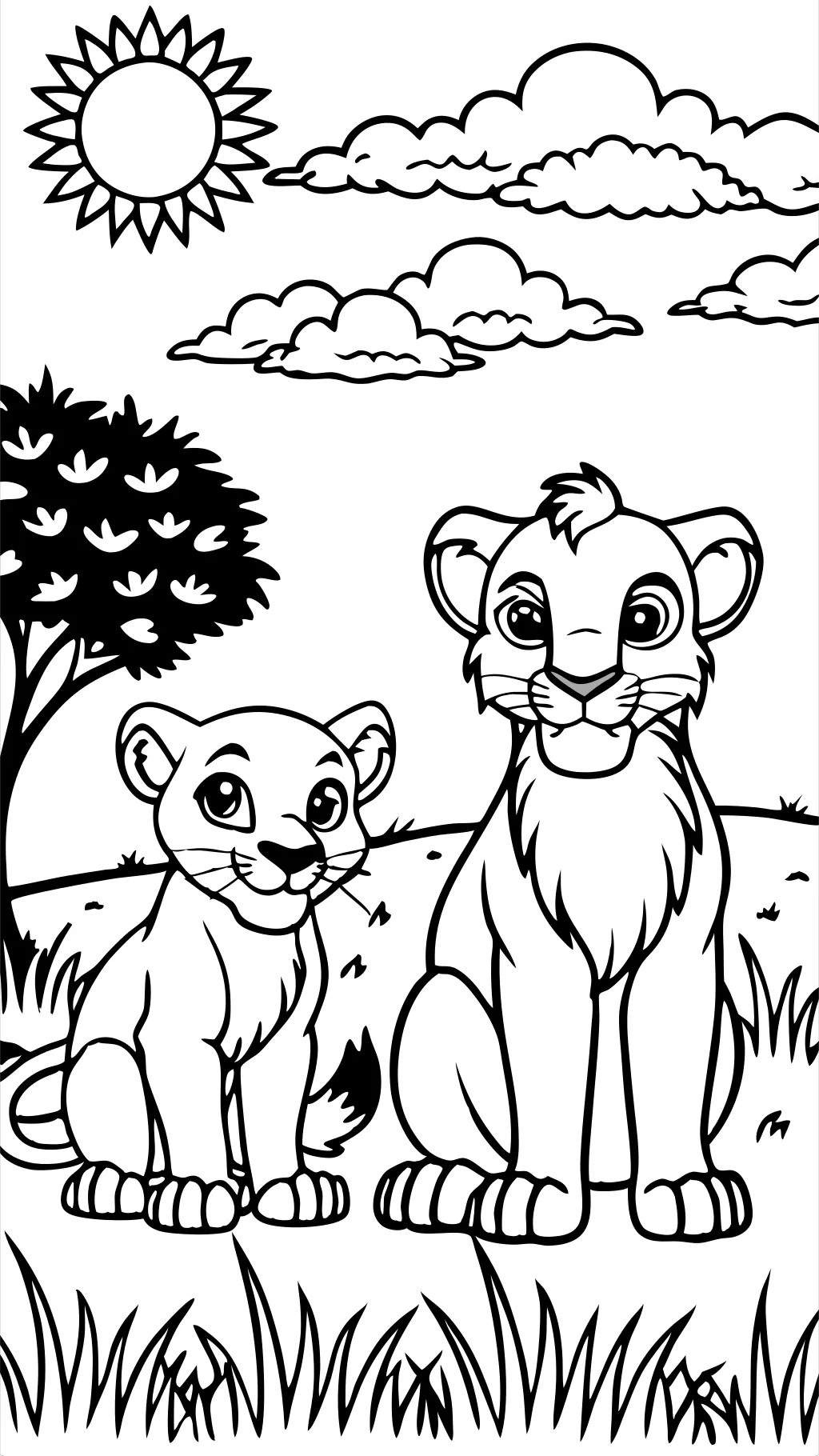 pages à colorier Lion King Nala et Simba